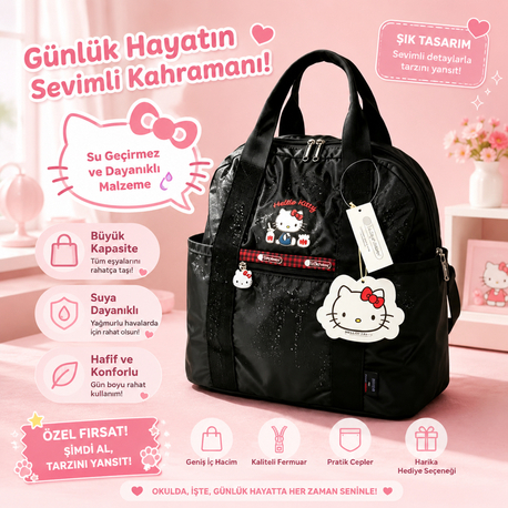 hello kitty soft pink waterproof günlük sırt çantası kadın