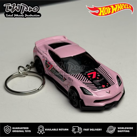 hot wheels c7 corvette z06 pink keychain – koleksiyon anahtarlık