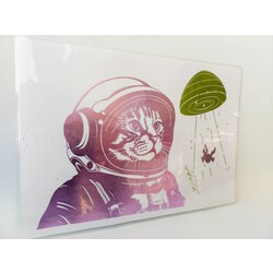 Reflekte Pembe astronot kedi 