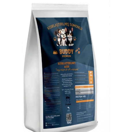 Buddy Premium Kısırlaştırılmış Somonlu Kedi Maması 15KG