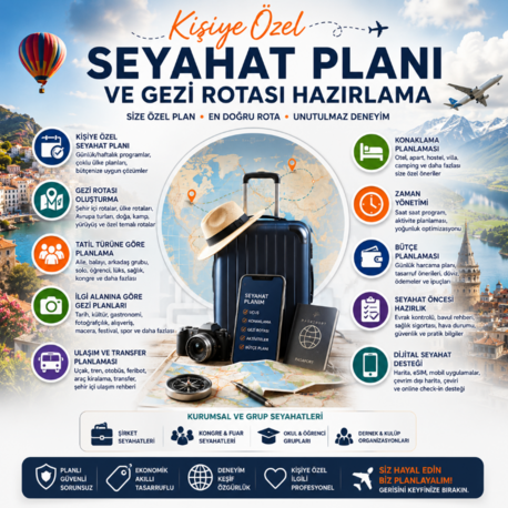 KİŞİYE ÖZEL SEYAHAT PLANI VE GEZİ ROTASI HAZIRLAMA
