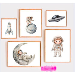 Uzay ve Astronot Temalı 5’li Poster Seti