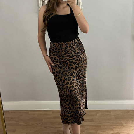 Leopar ipek saten etek