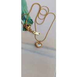 Beyaz Sedefli Kalp Çelik Kolye 