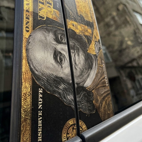 4K DOLAR Desenli Araba UV Baskı Kapı Direği Sticker - Kaplama Folyosu > Yeni Nesil Araç Aksesuar