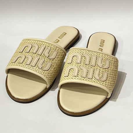 MIU MIU Woven Women’s Slide Sandals 