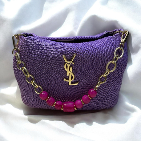 YSL Hasır Omuz Çantası – Gold Detaylı
