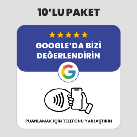 10 Adet Google Yorum NFC Kartı Paketi