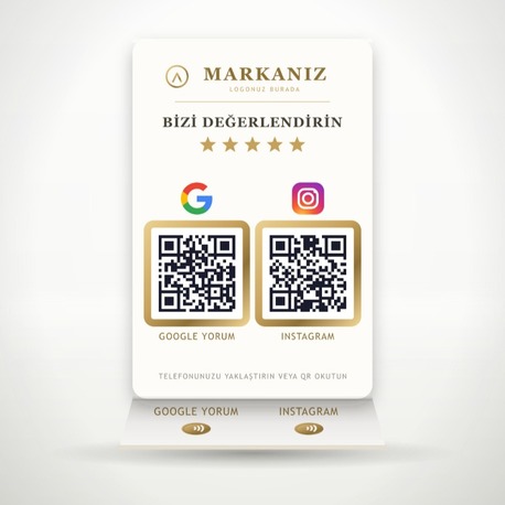 Dijital Pleksi Stand — 2 QR + 2 NFC