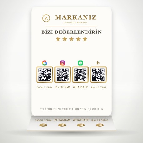 Dijital Pleksi Stand — 4 QR + 4 NFC