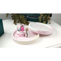 Pembe Marble Desen Oval Organizer 