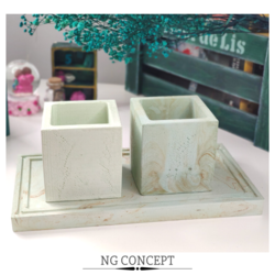 Yeşil Marble Desen Saksı Takımı