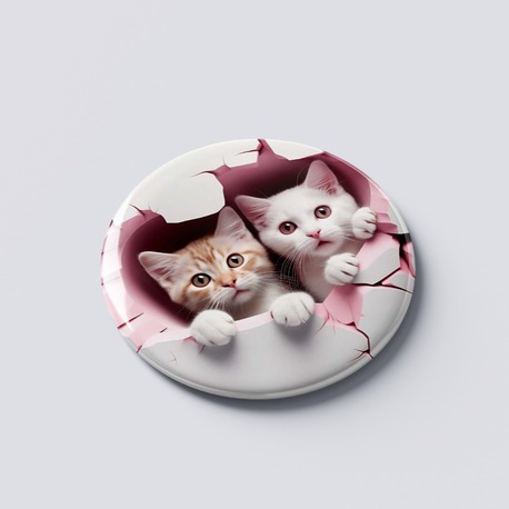 ÇİFT KEDİ TEMALI ROZEET BUTON MAGNET 5 ADET
