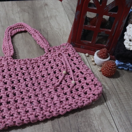 NK el örgüsü omuz çantası ( Şeker pembe)