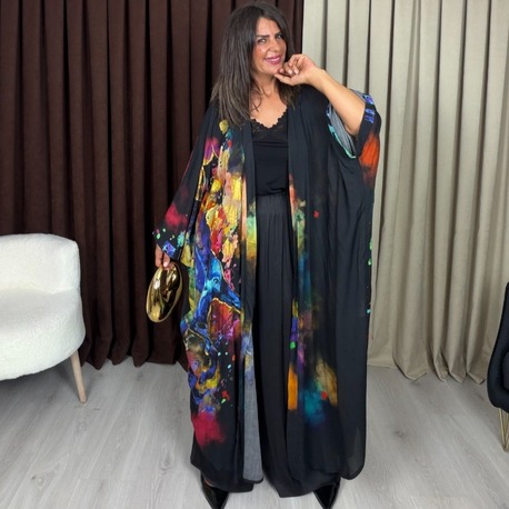 Safira Tasarım Kimono Gökkuşağı At Desenli