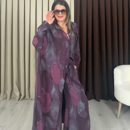 Aura Kimonolu Takım Bordo