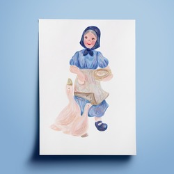 Kart Baskı | 'Blauw Girl ii'
