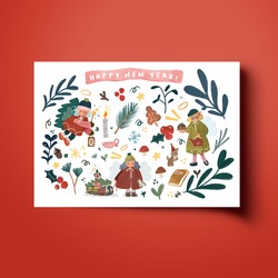 Set 1 | Kartpostal | 'Happy New Year'