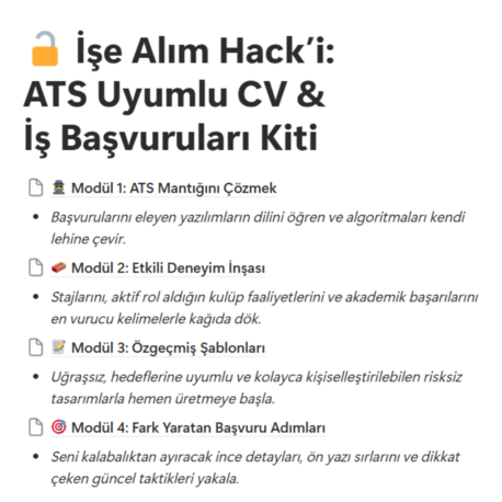 İşe Alımı Hackle: ATS Uyumlu CV & İş Başvuruları Kiti
