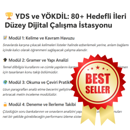 YDS ve YÖKDİL: 80+ Hedefli Dijital Çalışma İstasyonu