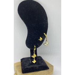 ZİRKON DETAY GOLD SİMLİ KELEBEK SALLANTILI ÇOKLU ÇELİK KÜPE 