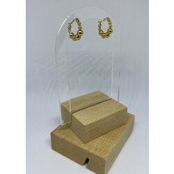GOLD DOLGULU TOPÇUK TASARIM ÇELİK KÜPE