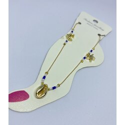 GOLD DENİZ CANLILARI SALLANTILI MAVİ KUM BONCUK DETAY HALHAL