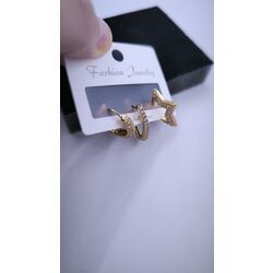 3'lü Taşlı Küpe Bijuteri - Gold