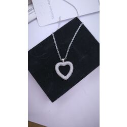 Taşlı Şık Kolye Kalp - Silver