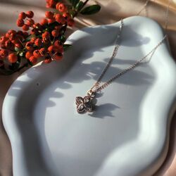 Moda dönebilir dört yapraklı yonca kolye Silver