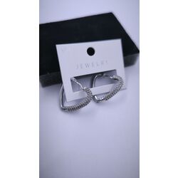 Kalp Taş Detaylı Küpe - Silver