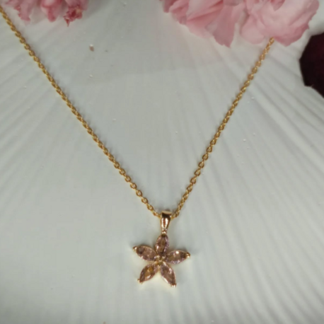 Sarı Çiçek Detaylı Silver Kolye