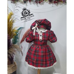 Ekose Elbise kırmızı