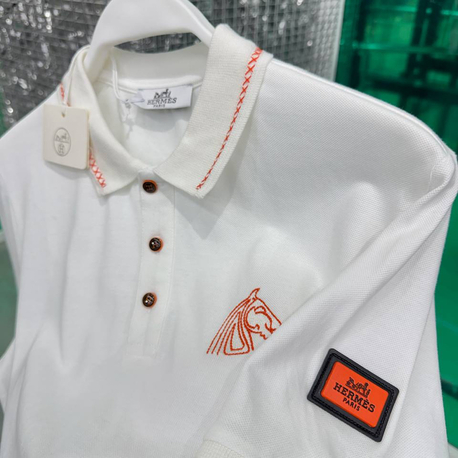 HERMES Beyaz Polo Yaka T-Shirt