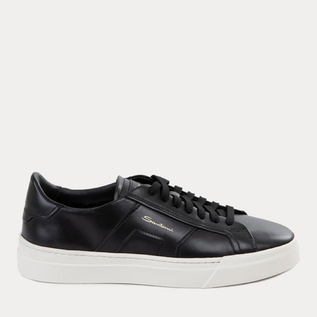 Santoni Classic Double Buckle Black White