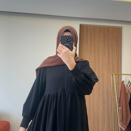 Fermuar yaka sweat elbise 