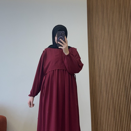Serra yelekli elbise bordo  (kargo ücretsiz)