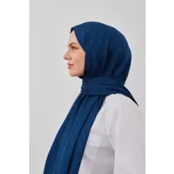 İpeksi Jakar Su Yolu Desen Lacivert Şal