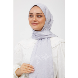 Parlak Jakar F Desen Gümüş Şal