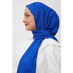 Parlak Jakar G Desen Saks Mavi Şal