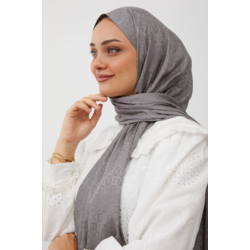 Parlak Jakar F Desen Gri Şal