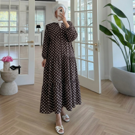 YENİ SEZON MANGO KUMAŞ PUANTİYE DESENLİ ELBİSE