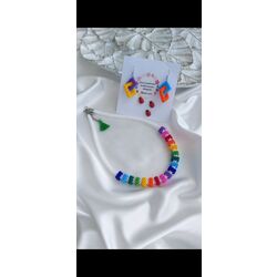Rainbow model nazo glass beaded necklace and earrings