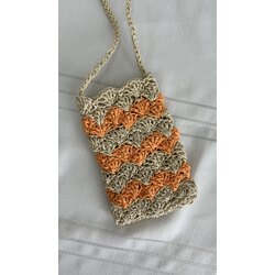 Turuncu krem telefon çantası 