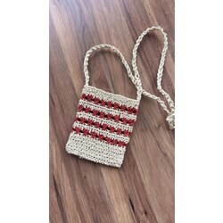 Kırmızı krem mini çapraz çanta 