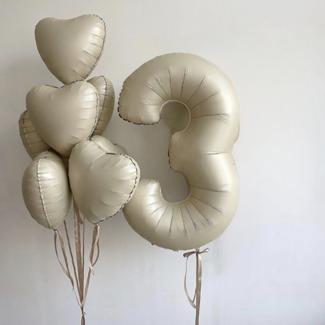 Retro Krem Folyo Balon Seti ( 6 parça)