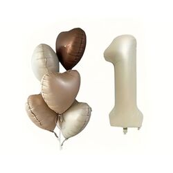 KREM RETRO 6 LI FOLYO KALP BALON SETİ