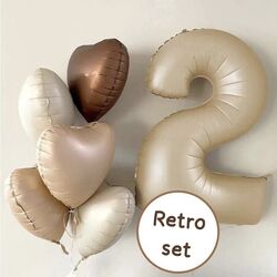 Kum Beji Retro 6 lı folyo KALP balon seti (rakam 75cmdir)