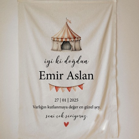 SİRK TEMASI 100X150 DİKEY VE YATAY HAM BEZ FLAMALAR (seçeneklere bakınız)