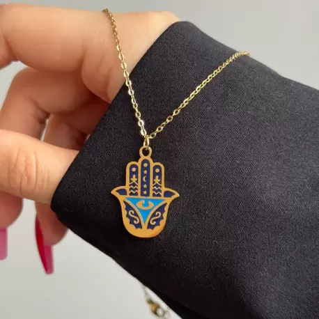Çelik Hamsa Kolye